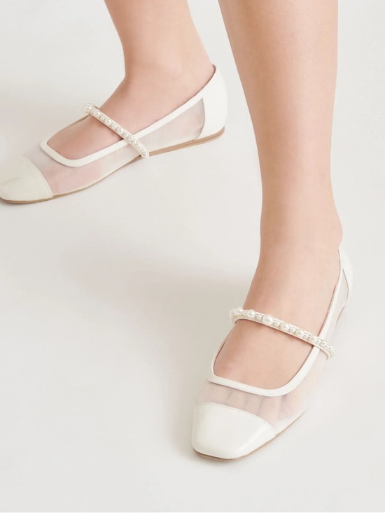 Dolce Vita Shoes - Dolce Vita Rollin Pearl White Mesh Ballet Flat